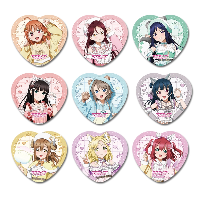 ラブライブ!サンシャイン!! 描き下ろし トレーディングハート型缶バッジ アニマル衣装
